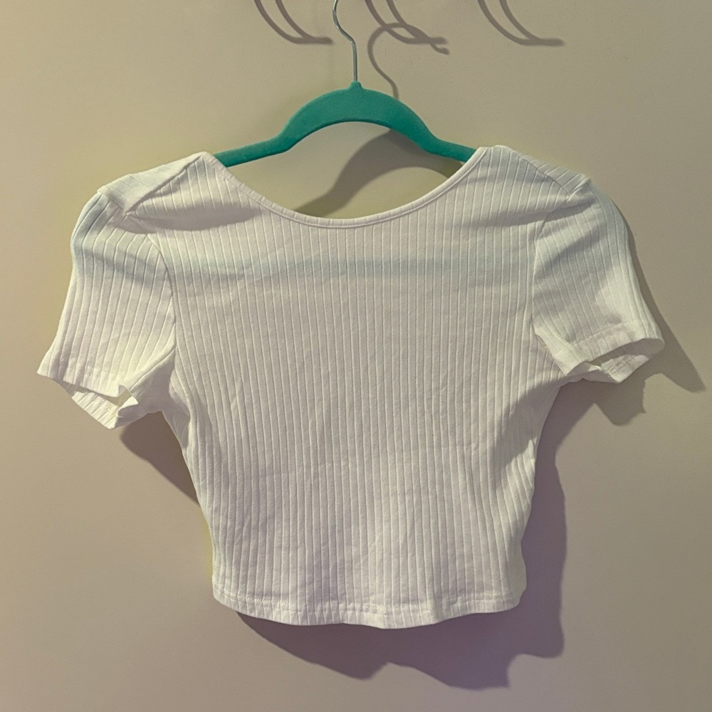 Sweaty Rocks White Ribbed Women's Crop NWT - Picture 2 of 5